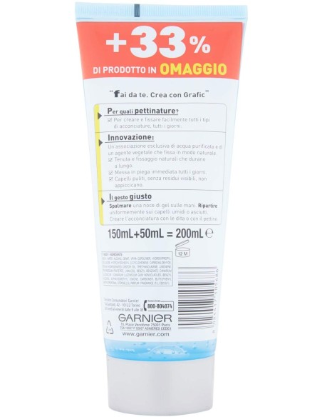 Grafic Garnier Gel Per Capelli - 200ml - Aquagel Pulito Tenuta Lunga Durata